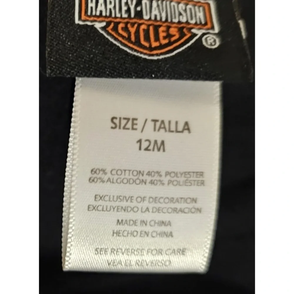 Harley Davidson Baby Bib Black and Orange Age 12 Month Logo Strong & Tough